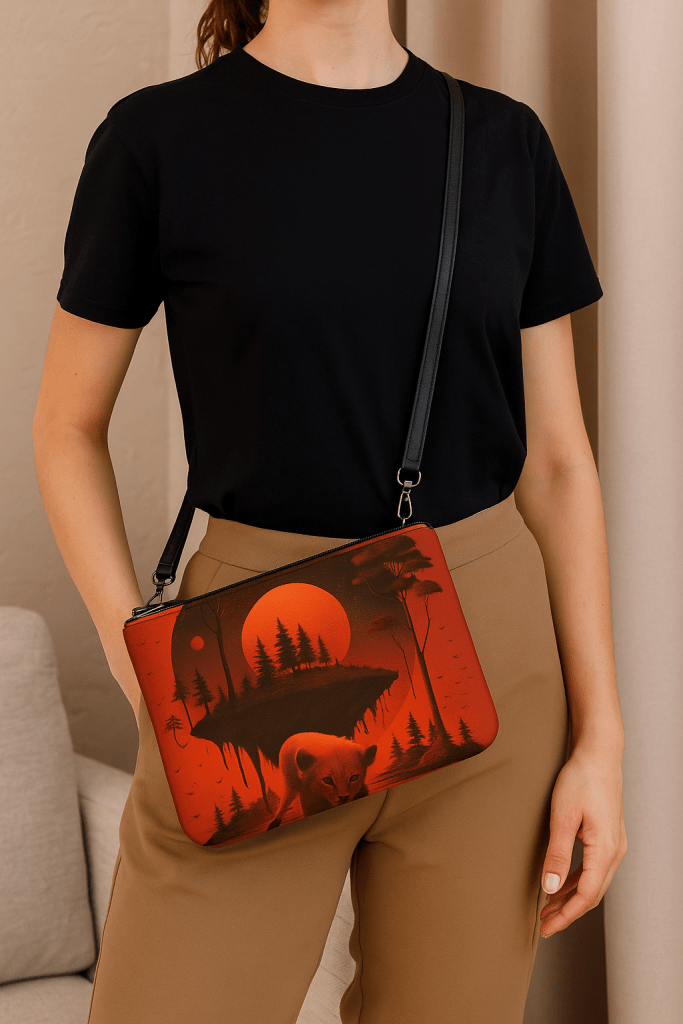 Crimson Drift Crossbody Bag