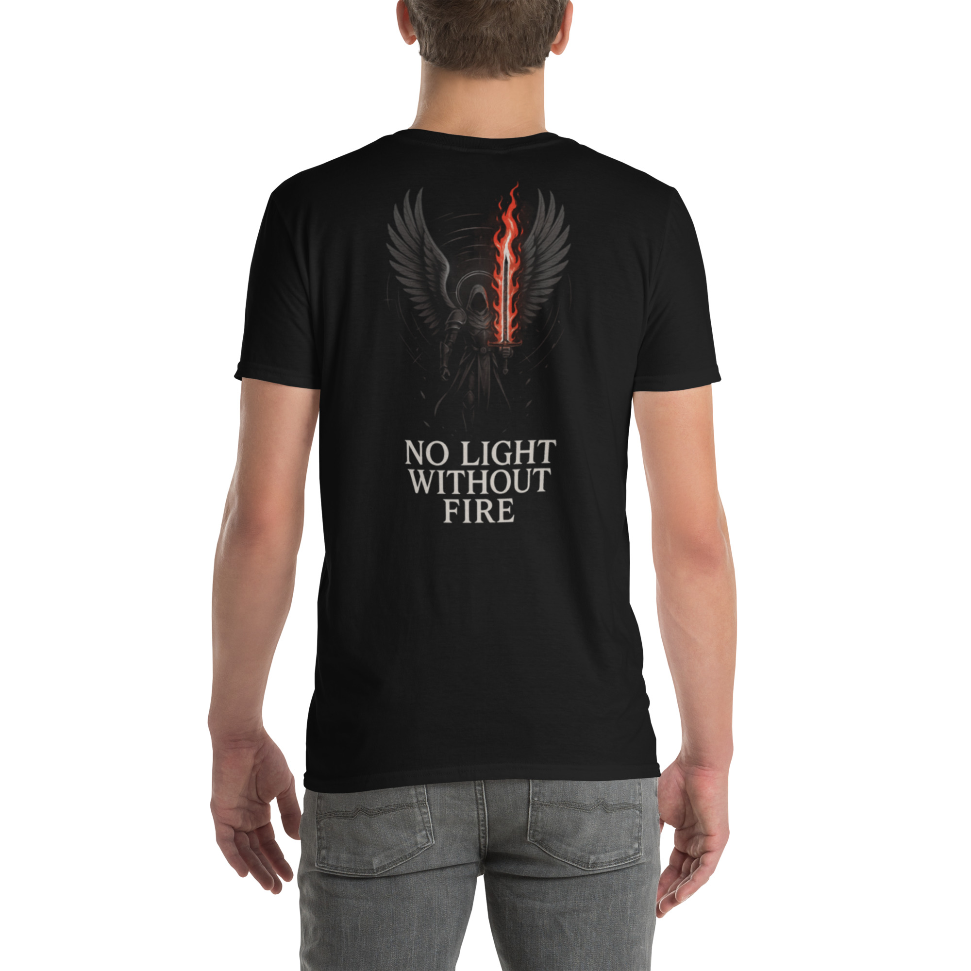 “No Light Without Fire” T-Shirt - Image 2